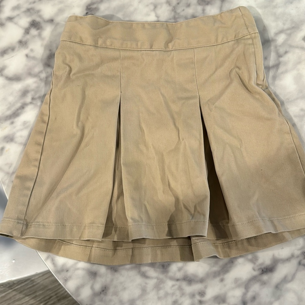 Girls khaki uniform skirt with built in shorts